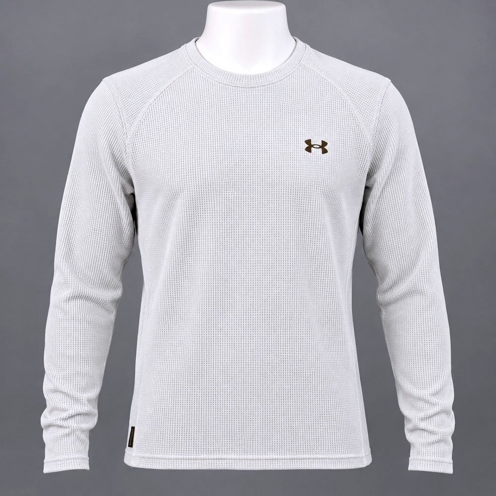Under Armour Waffle Knit Shirt Mens XL Gray Excellent Raglan Long Sleeve 1373179